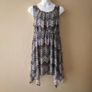 Zig Zag Multicolor Striped Sleeveless Dress 3X